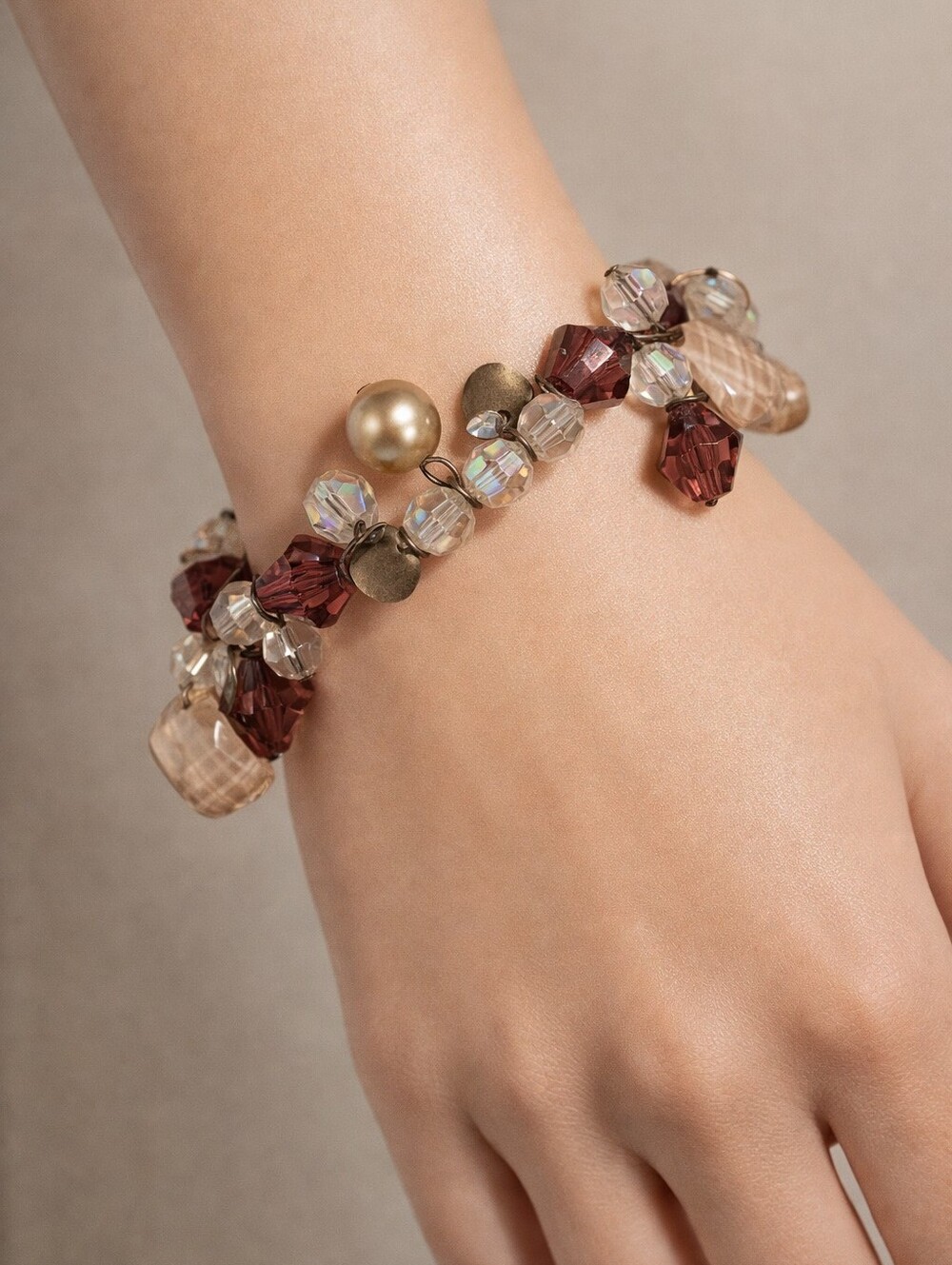 Gold & Brown Colorful Beaded Stretch Bracelet – Women’s Fashion Jewelry